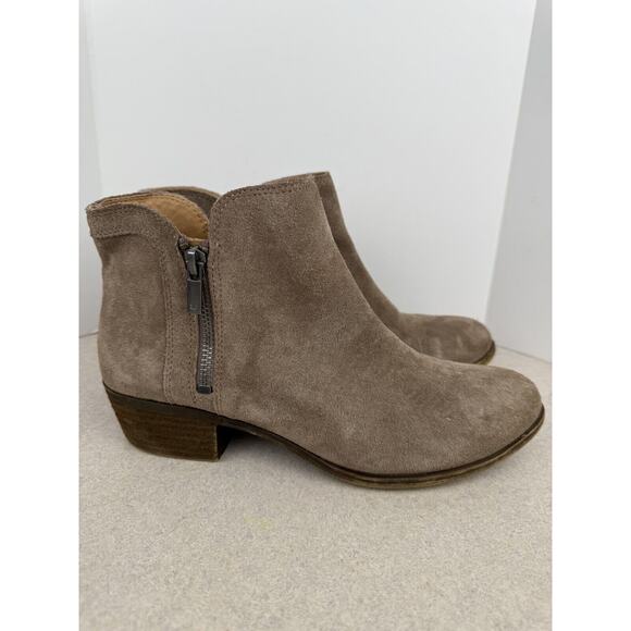Lucky Brand Women’s Ankle Taupe Tan Suede Almond Toe Booties Size 8.5 - Picture 7 of 10